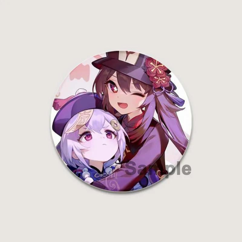 Значок аниме-игры Genshin Impact размером 32/44/58 мм, круглая брошь ручной работы Hu Tao, сувенир на одежду, мягкая пуговица, декоративная булавка на лацкан шляпы, подарок