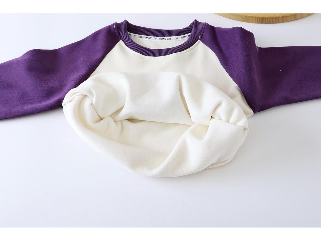 Детская теплая хлопковая толстовка - Осень/Зима, с плюшевой подкладкой, мультяшный топ с длинным рукавом для мальчиков и девочек