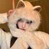 Cute Bear Hat Scarf Two Piece Set Thickened One Piece Neck Gaiter Plush Winter Warm Ear Protection for Autumn and Winter