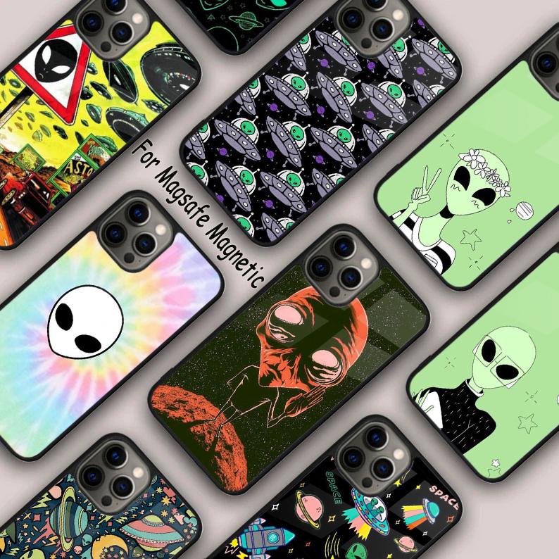 Мультяшный инопланетянин Магнитный Чехол Для Телефона Для APPLE iPhone 17 Air 16 14 13 12 Pro Max 15 Plus Беспроводная Зарядка С Чехлом MagSafe