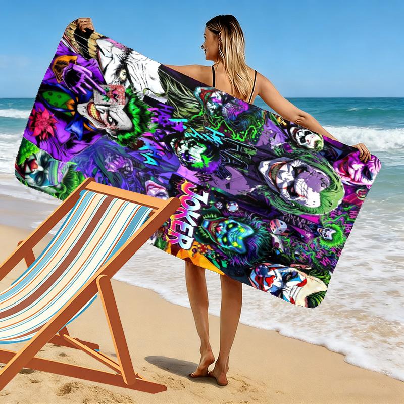 Joker Print Beach Towel, Large Soft Quick Dry Towel for Beach Camping Swimming