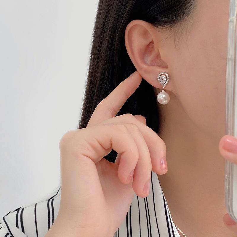 Серьги с каплями воды и жемчугом, легкие, роскошные, милые, нишевые, изысканные, темпераментные, богиня, отверстие для уха