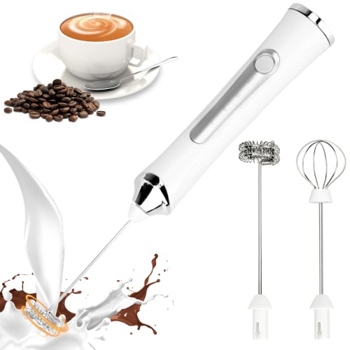 TonJin USB-C Rechargeable Handheld Milk Frother with Wand and 2 304 Stainless Steel Frothers, New Upgraded 3-Speed ??Coffee Frother, Electric Drink Mi