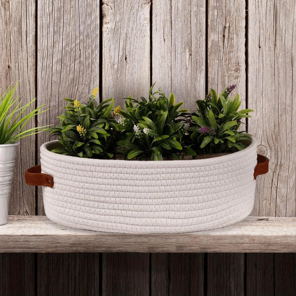 Multi-functional Woven Storage Basket with Double Handles - Perfect for Desktop Organization and Bathroom Essentials