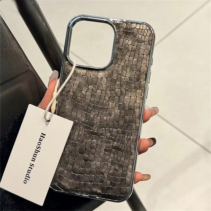 Роскошный глянцевый чехол с крокодиловым узором для iPhone 16 15 14 13 12 11 Pro Max Plus с покрытием Cool Armor, ударопрочный, яркий цветной чехол