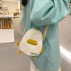Canvas Small Messenger Bag Cartoon Cute Handbag Simple Funny Chick Crossbody Bag  Women