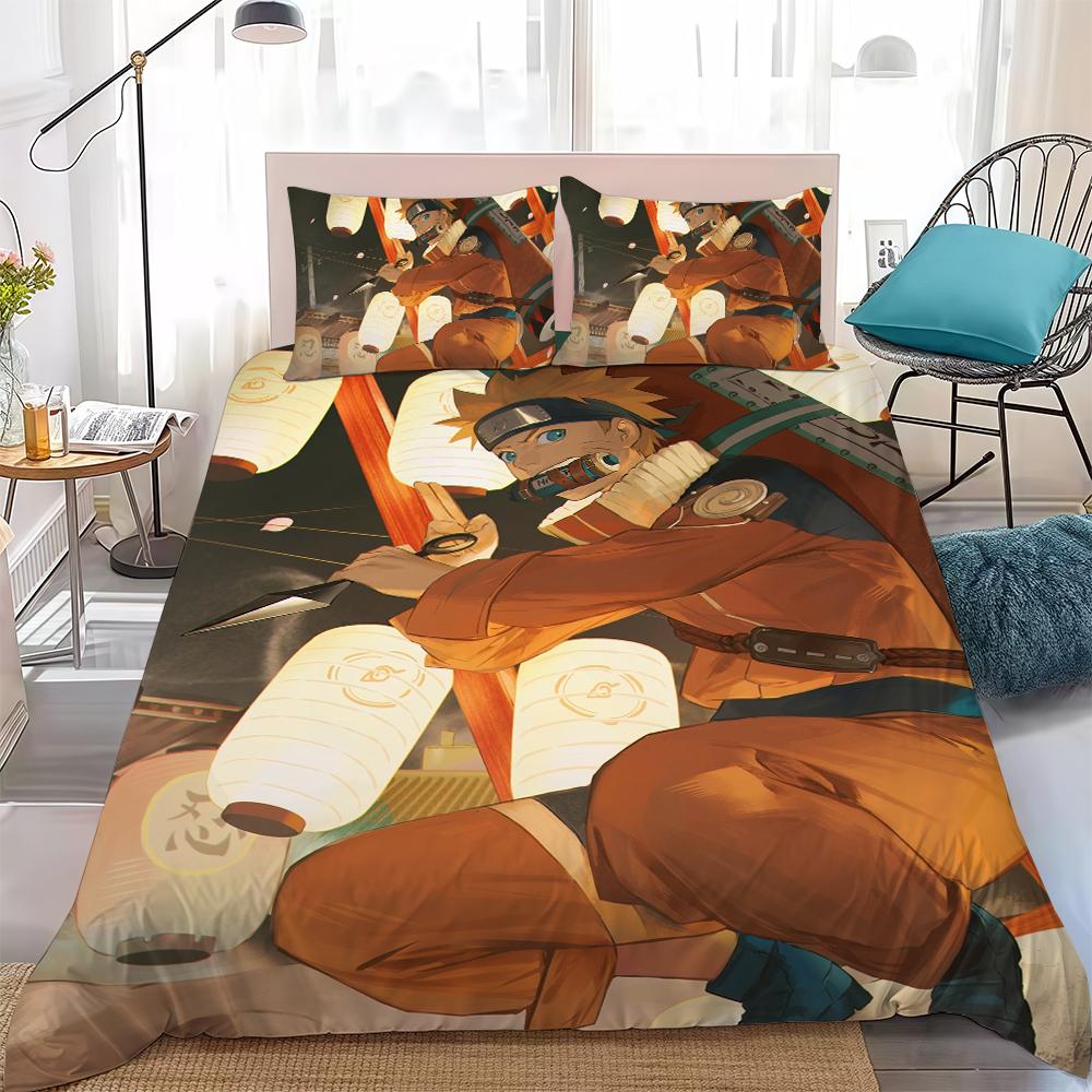 Cool N-NARUTO Duvet Cover Set Home Style Bedding Soft Laundry Cotton Bed 3 Piece Set Student Dormitory Gift