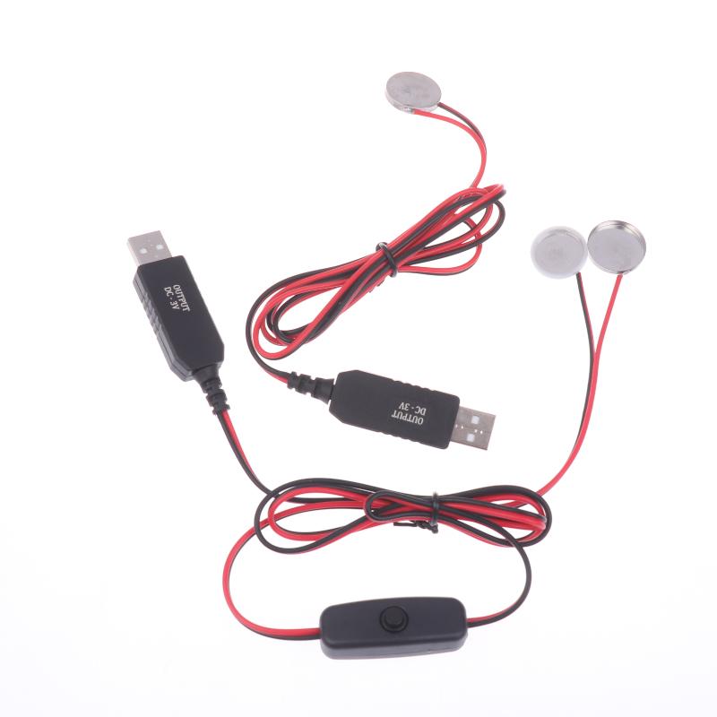 USB-кабель-зарядное устройство для поддельной батарейки Cr2032 с переключателями, кабель питания для часов, микрофона, игрушки, пульта ДУ