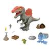 Mattel Jurassic World Crushivores Mini Dinosaur Figure & Accessories: Cage Crusher Spinosaurus, Unboxing Toy with Sand, Gel, Dough & More Surprises