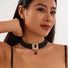 Palace Style Crystal Beaded Choker with Retro Square Gem Design
