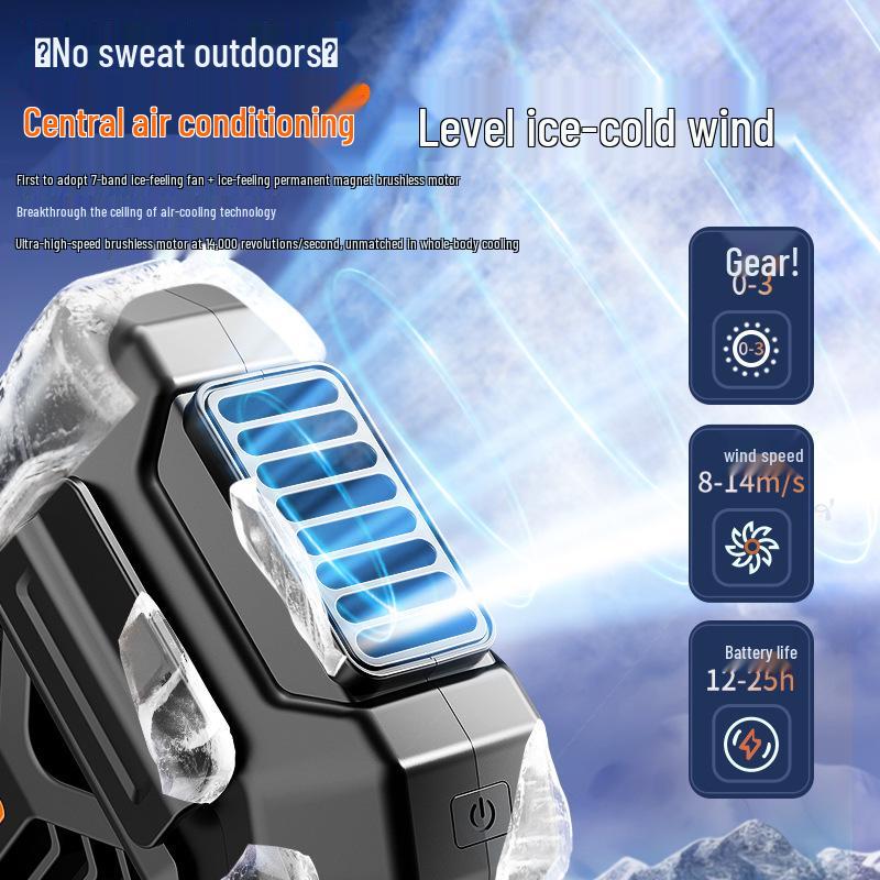 Rechargeable Waist and Neck-Hanging Portable Cooling Fan for Outdoor and Construction Use