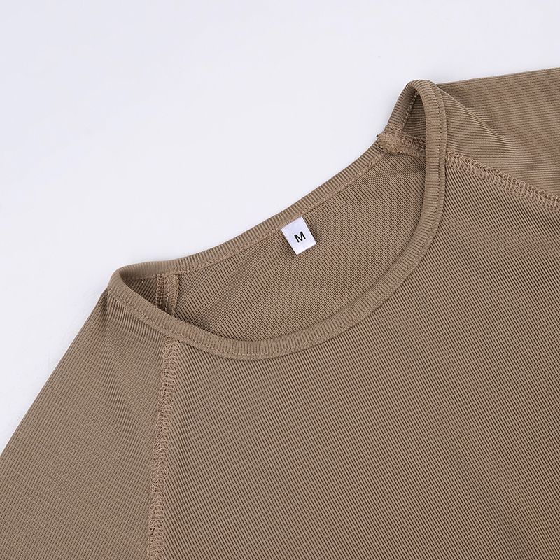 American Fashion Hotsweet Sports Style Yoga Suit Solid Color Thumb Button Slim Crop Shirt + High Waist Plastic Sports Pants Outdoors Outfies Sets