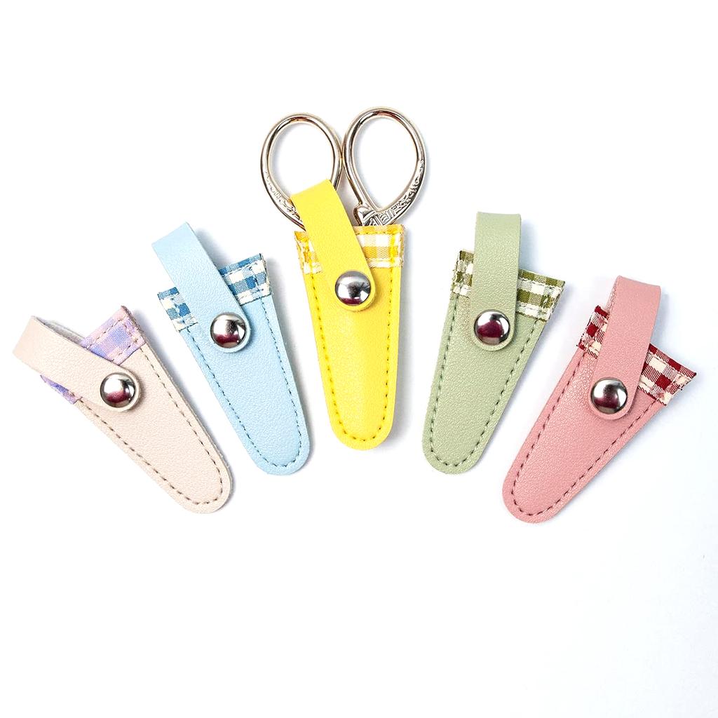 Embroidery Scissors Sheath Color Lattice Scissors Protective Cover Protect Sewing Scissor Sheath Portable Trimming Tool