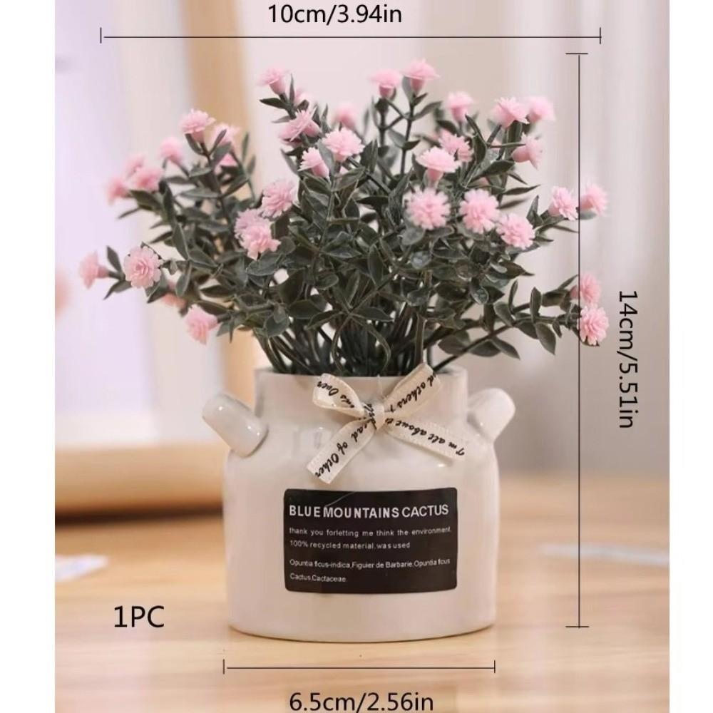 DIY Gifts Ceramic Pot Flowers Bonsai Mini Fake Potted Plants Artificial Babys Breath Home Decor