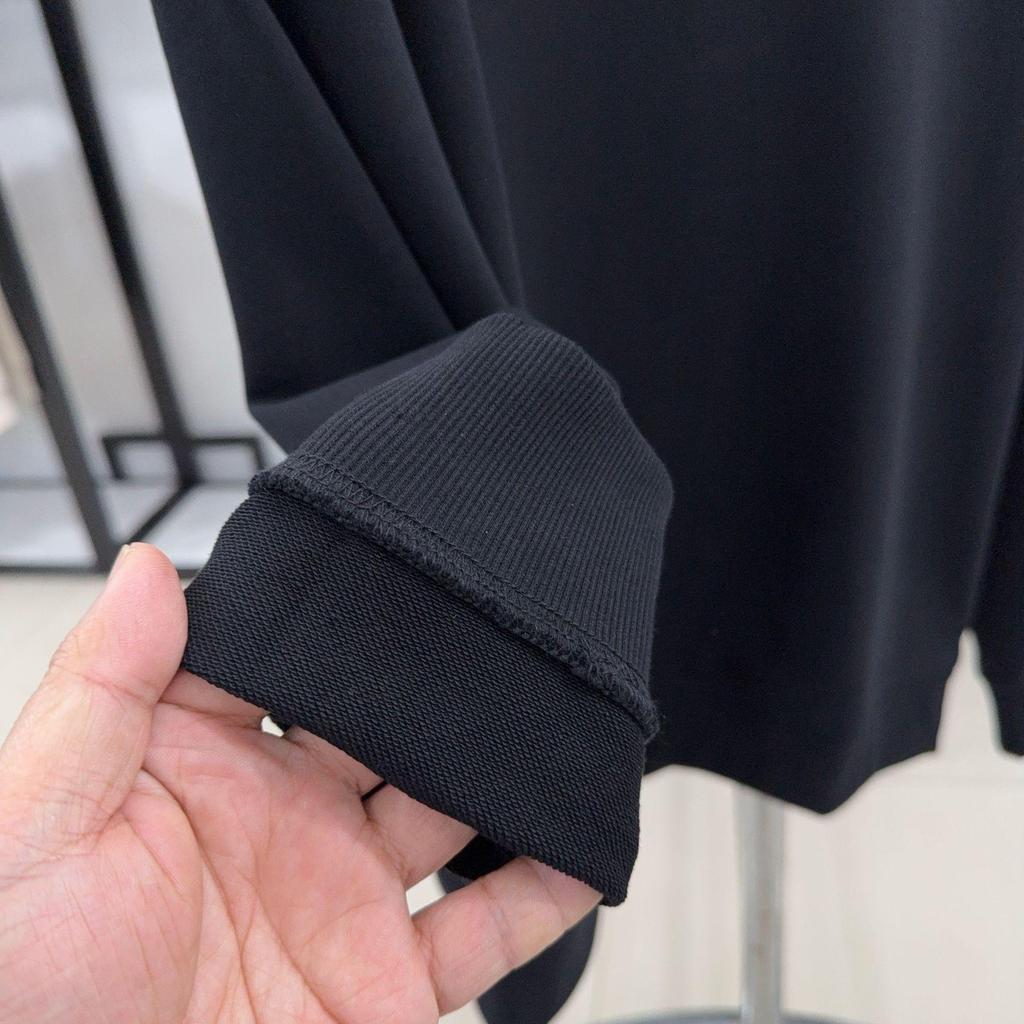 H Brand Men's Black Round Neck Pullover Hoodie – Casual, Long Sleeve, Versatile Base Layer (Model 3Y097)