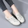 35-41 Women's Large Breathable Fashion Flat Leather Shoes with Hollow Out Shoes White Shoes Lefu Shoes