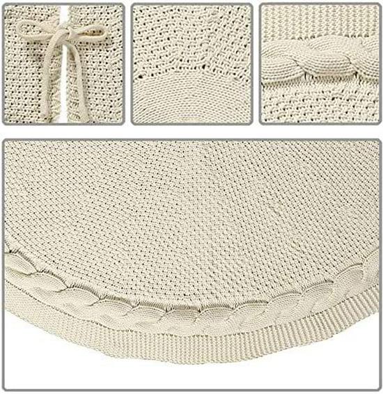 Красная вязаная юбка для рождественской елки с украшениями