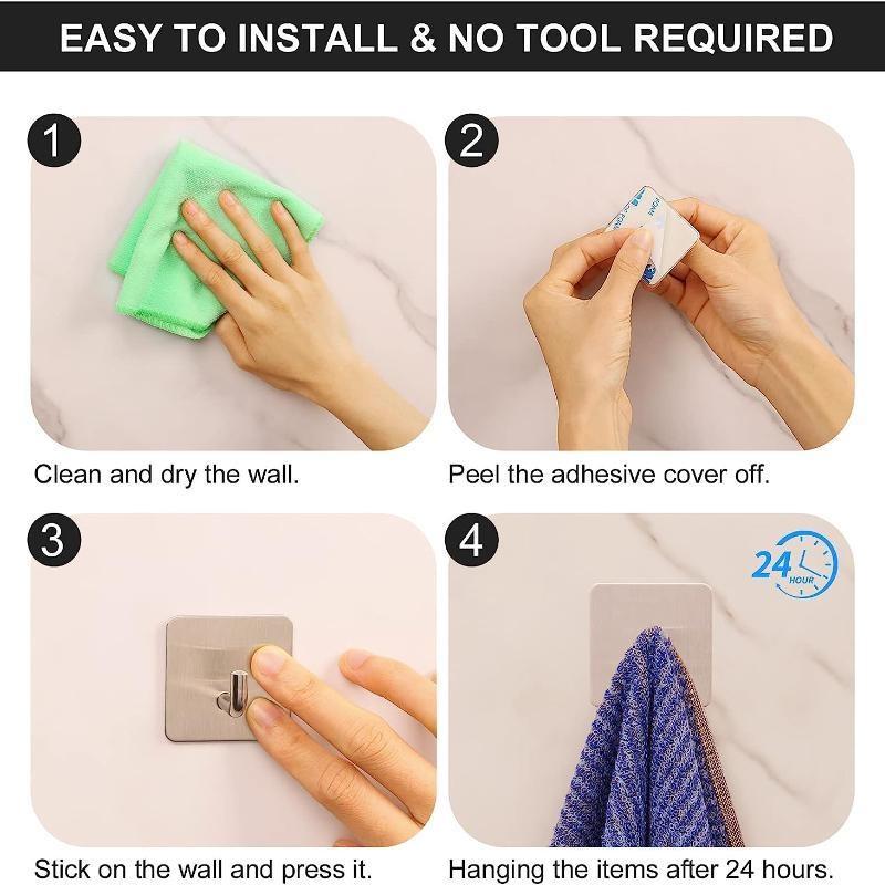 1 шт./4 шт. клейкие крючки, сверхмощная наклейка на стену, дверь для полотенец, водонепроницаемые держатели из нержавеющей стали для подвешивания одежды, крючок для ванной комнаты, дом