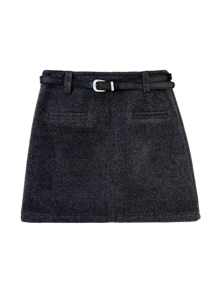 Юбка миди А-силуэта Luxi Retro High-End из шерсти - Женская 2025 Зимняя Приталенная Мини-юбка Бодикон на флисовой подкладке