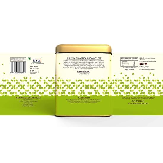 The Indian Chai - южноафриканский чай ройбуш 100 г, чистое наслаждение, богатый антиоксидантами травяной напиток для релаксации и хорошего самочувствия