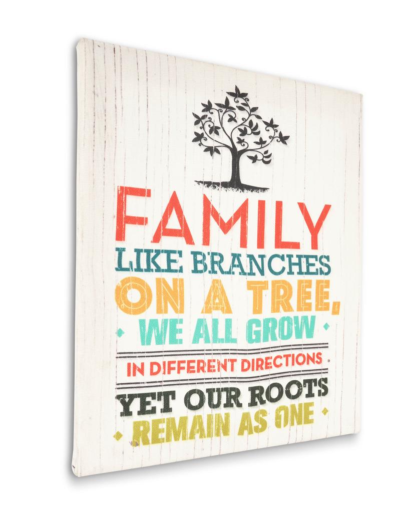 Inkdotpot Stretched Canvas Quotes Family Like Branches On A Tree,We All Grow In Different Direction Yet Our Roots Remain As One