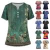 Women's Fashion V-neck Short Sleeve Workwear With Pockets Printed Tops Summer Tops For Women