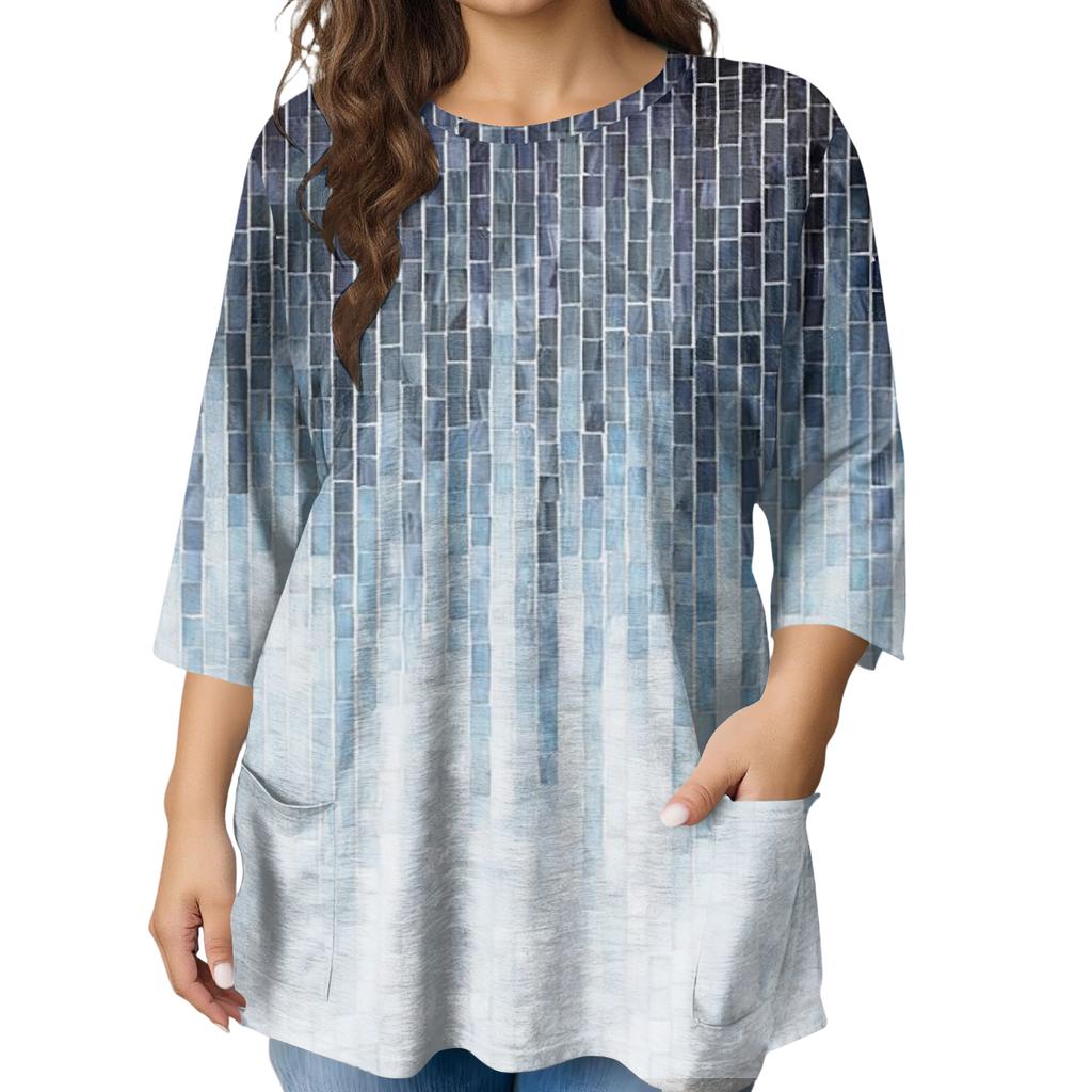 Женская модная блузка большого размера с принтом и коротким рукавом для элегантных поездок на работу и повседневной носки