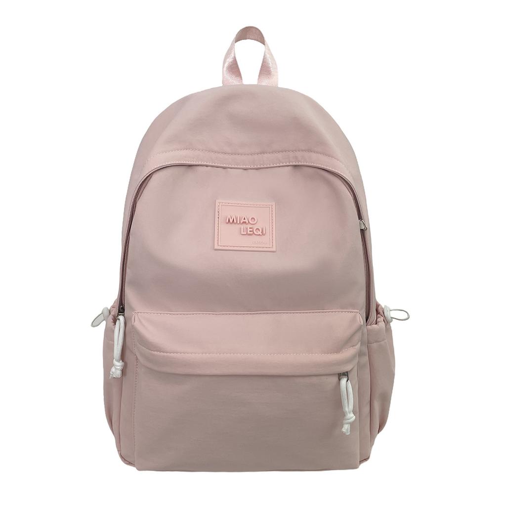 Schoolbag fashionable versatile high sense solid color backpack new large capacity student schoolbag casual simple high value backpack