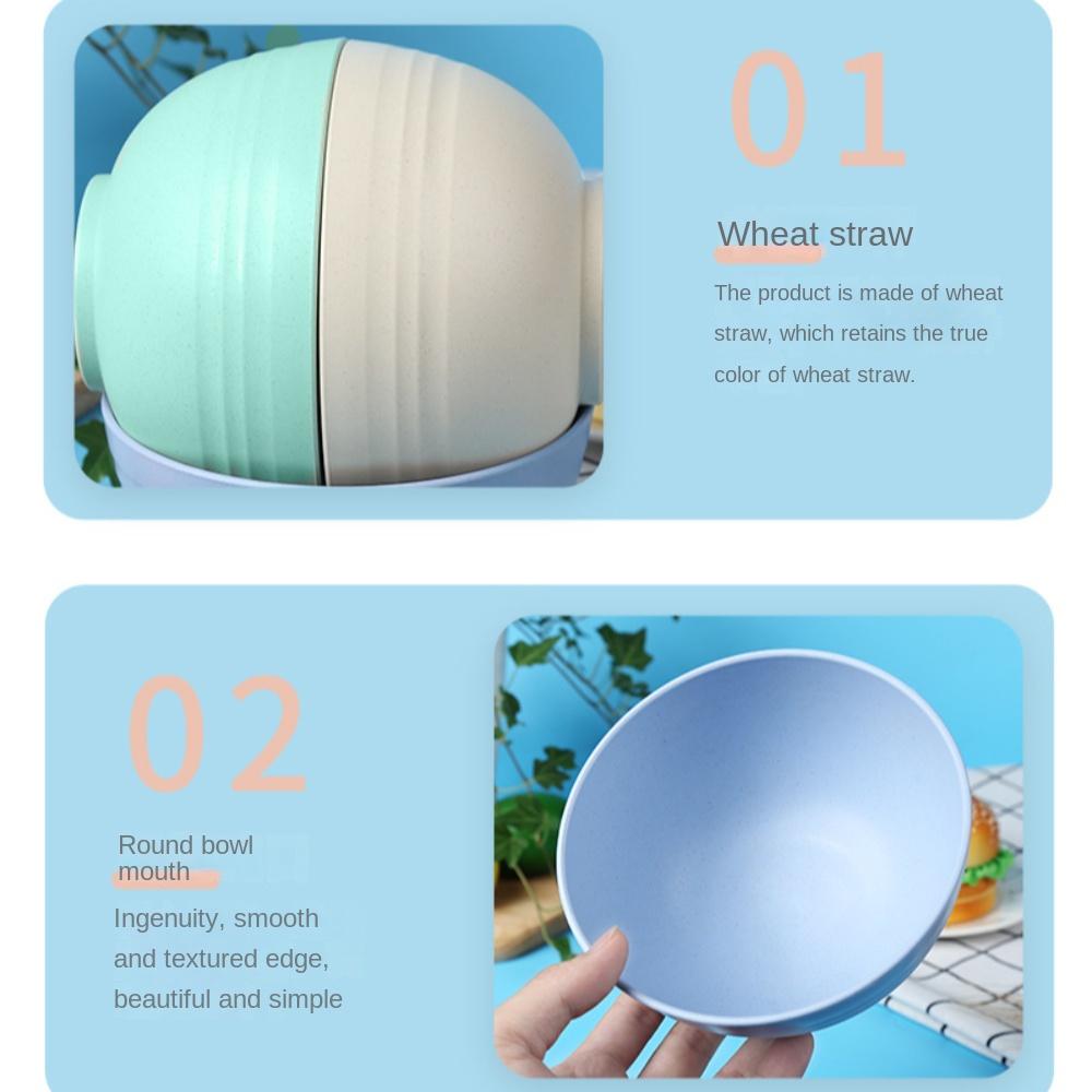 Wheat Straw Divided Dining Bowl Nordic Colored Cereal Bowls Household Use Dinner Bowl