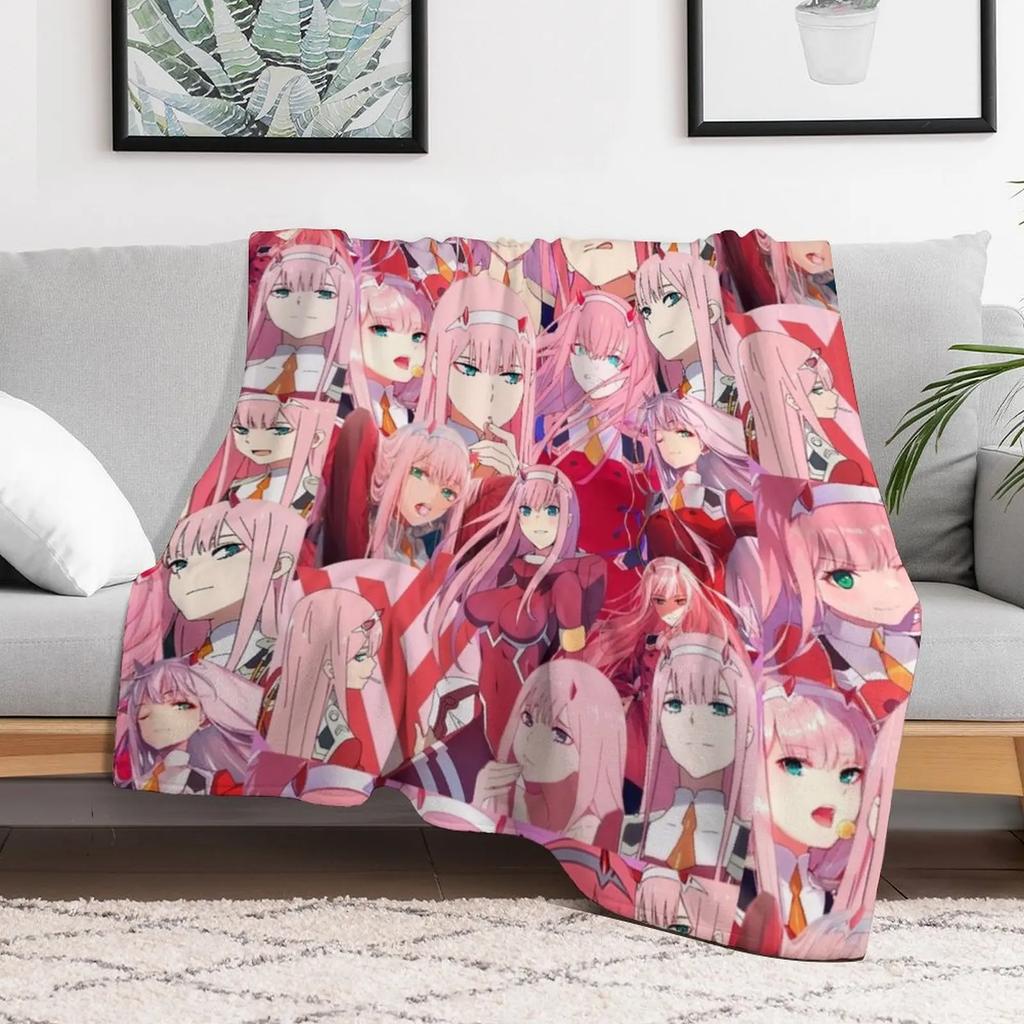 Zero Two collage Throw Blanket Breathable Lightweight Blanket for Adults Kids