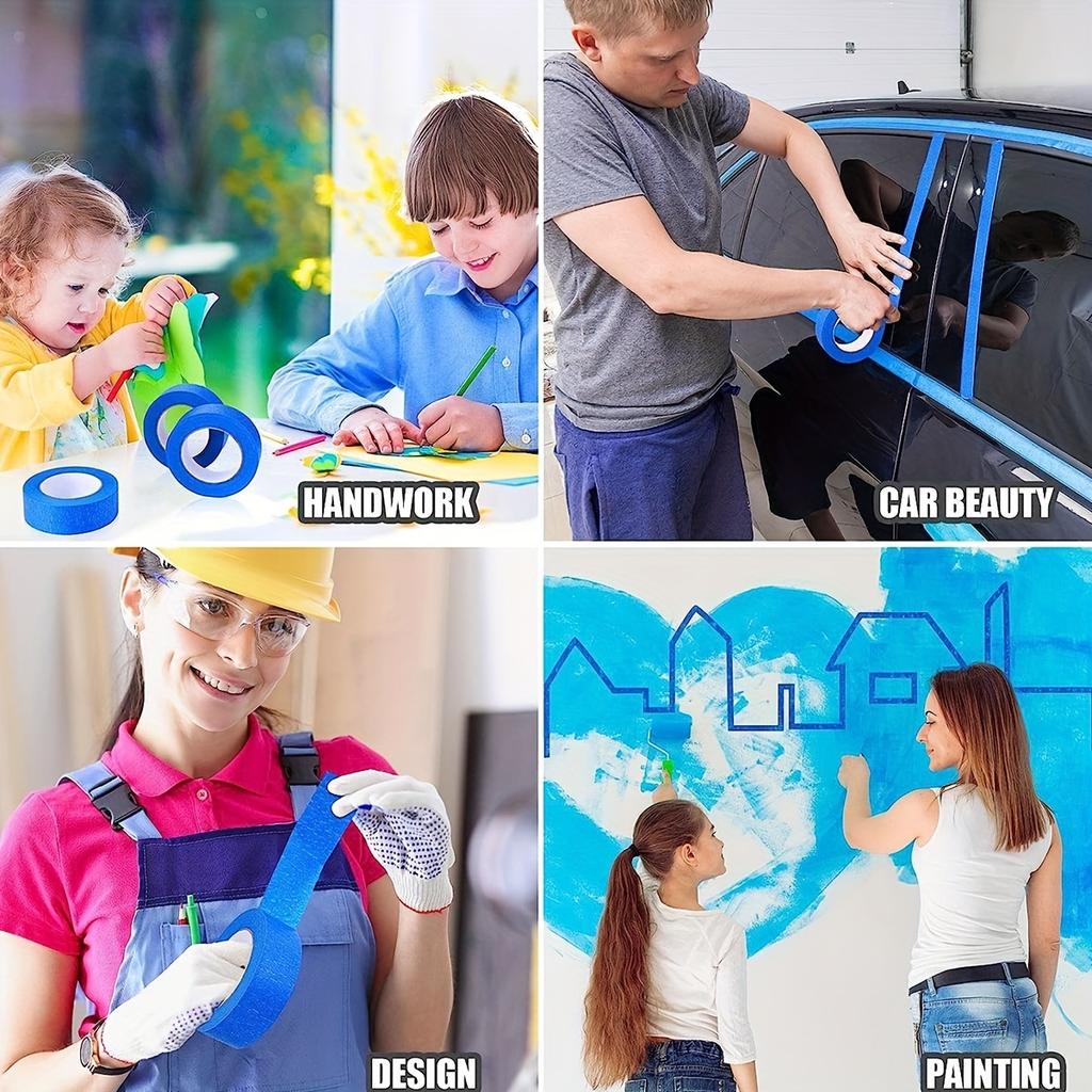 Blue Painters Tape, 1/2 Inch,3/4 Inch,1 Inch,2 Inch, Multi Size Painting Masking Tape, Clean Release Paper Tape for Home