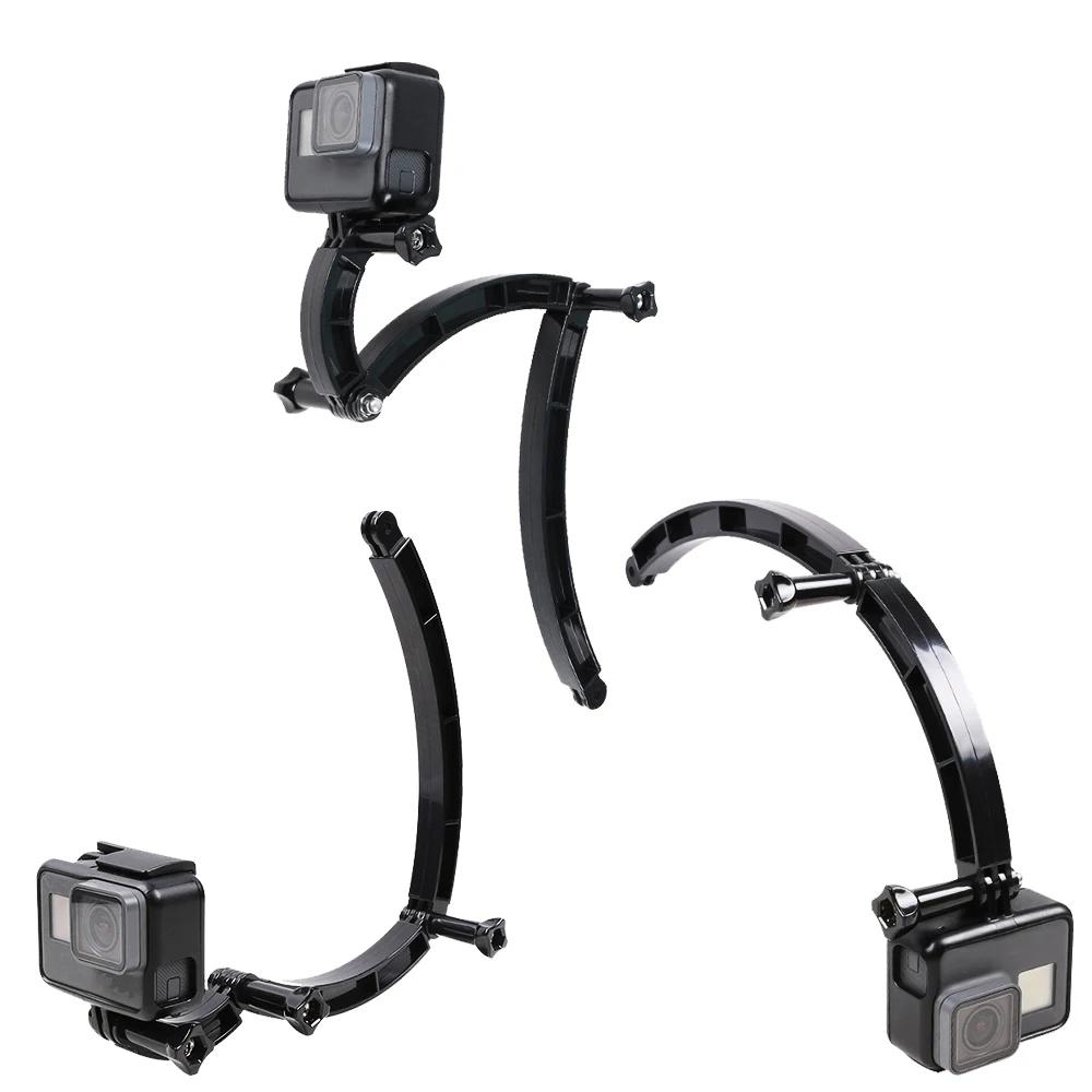 3-позиционный удлинитель для шлема, изогнутая палка для селфи для GoPro Go Pro 10 9 8 7 SJCAM Xiaomi Yi 4K DJI Аксессуары для камер