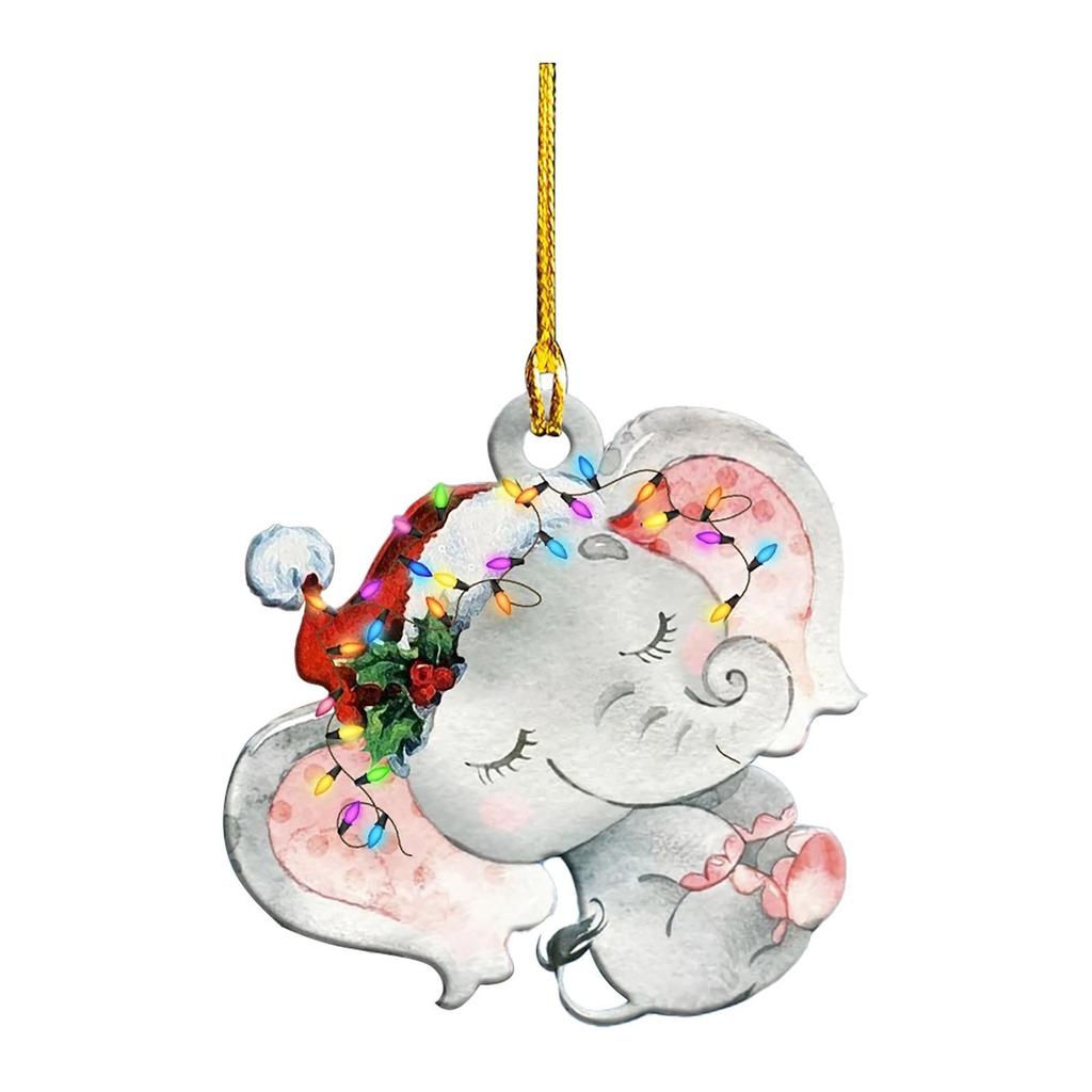 Подвесные украшения на елку, шапка Санты, акриловый кулон, праздничные украшения в виде животных для дома, праздничные подвески для вечеринок, подарки