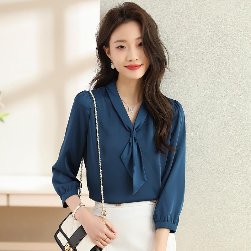 Брендовая женская рубашка из белого шелка с длинным рукавом высшего качества - стильная официальная мода лета 2025 года