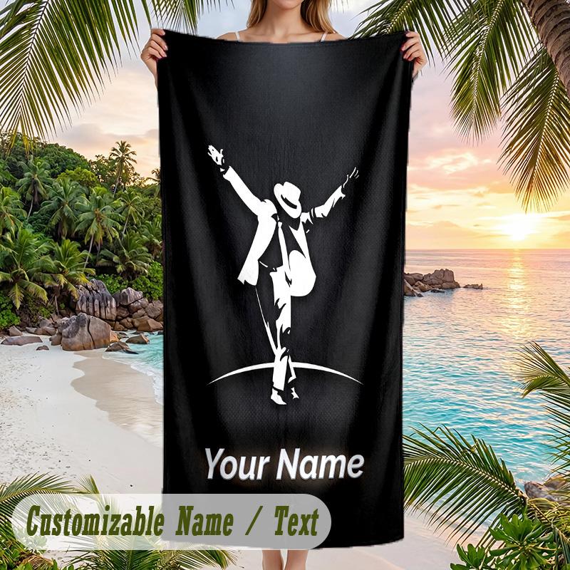 Beach Towel Michael Jackson Print Custom Name Text Soft Towel for Swimming Pool