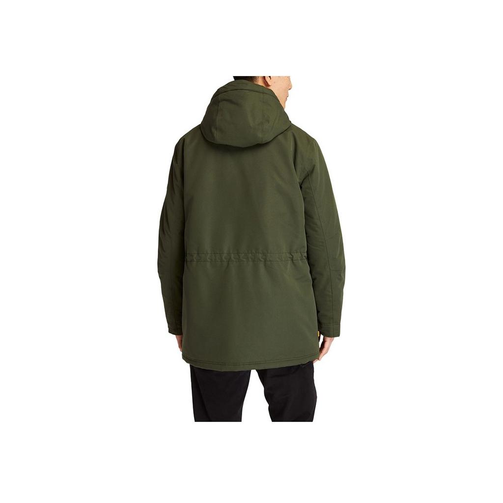Timberland Logo Insulated Long Hooded Cotton Jacket Men Outerwear Green A4392-U31