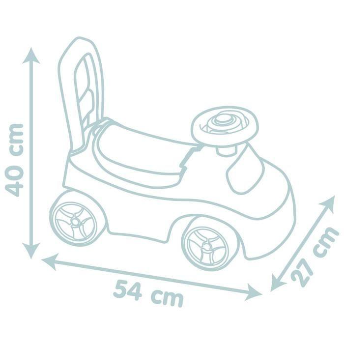Porteur Auto - Little Smoby - Coffre sous la Selle, Klaxon - Dès 10 Mois - Fabrication française