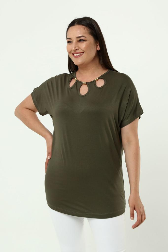 Женская стильная футболка большого размера, комфортная модель больших размеров, стильный воротник, детальный хлопковый изгиб, короткий рукав, летнее вечернее платье для мамы, футболка-туника