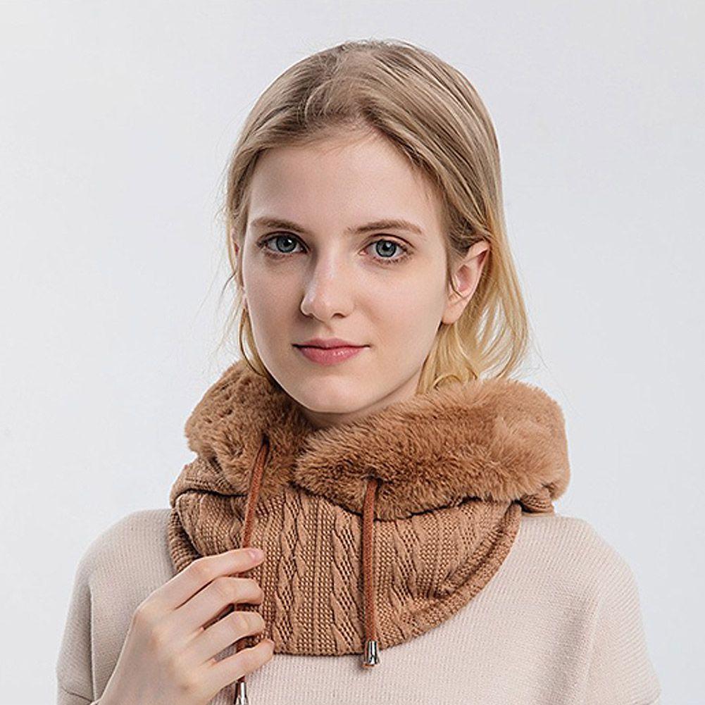 Зимняя женская вязаная лыжная шапка 3в1 с шарфом, утепленная шапка для шеи с капюшоном на флисовой подкладке, маска для лица, Балаклава для взрослых для занятий спортом на открытом воздухе