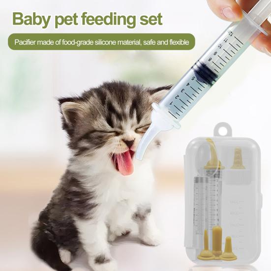 Pet Feeding Bottles Kit Accurate Measurement Marks Safe Silicone Nipple Easy To Clean Syringes Feeder for Kitten Puppy Nursing