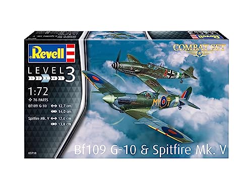 Revell 1/72 Немецкий истребитель Люфтваффе Messerschmitt Bf109G-10 против. Королевские ВВС Спитфайр Mk.V Боевой Набор, пластиковый модельный комплект 03710
