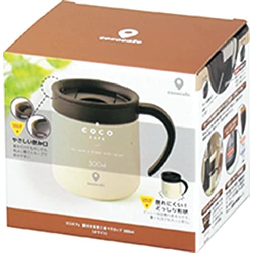 Kakusee CC-20 Coco Cafe Vacuum Double-Sided Mug with Lid, 300ml, White