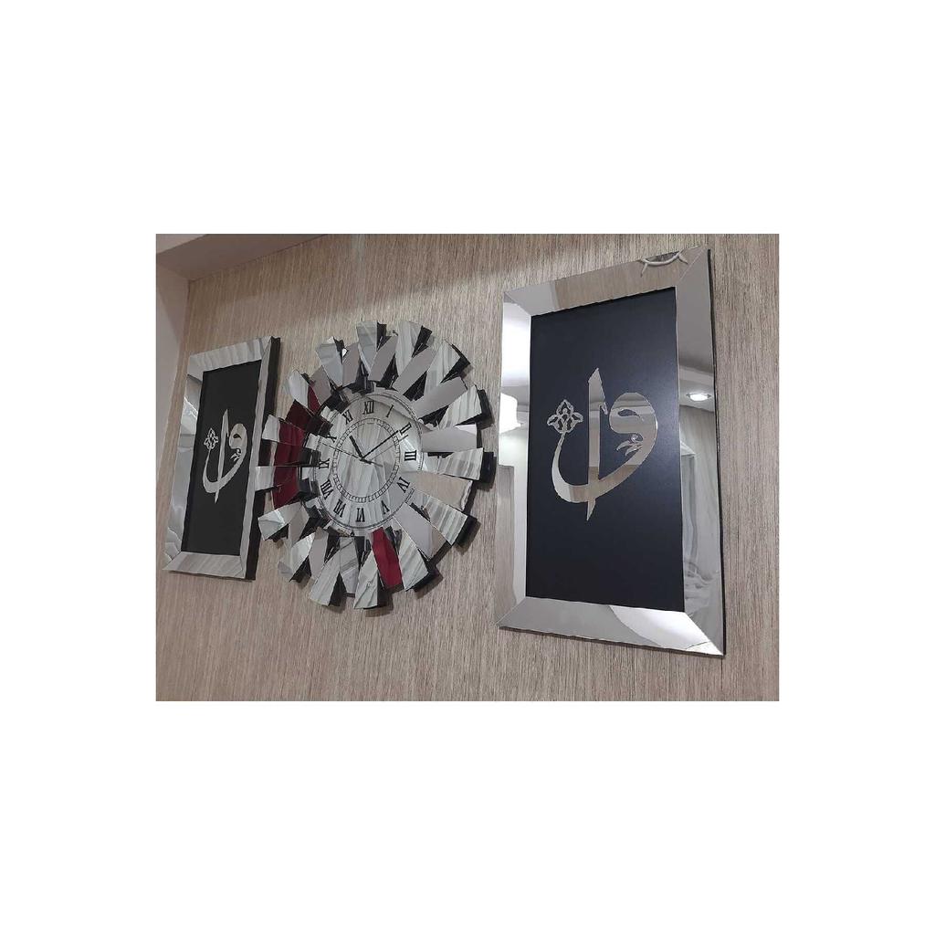 3-piece Wall Clock Roman Numeral 3d Piano Model Mirrored Plexi Silver Elif Vav