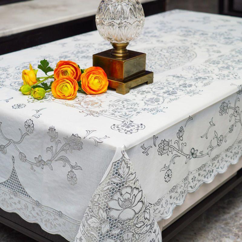Водонепроницаемая скатерть, бытовая прямоугольная маслостойкая пластиковая скатерть из ПВХ, золотая бронзовая печать, чехол для стола, коврик для стола, подгузник
