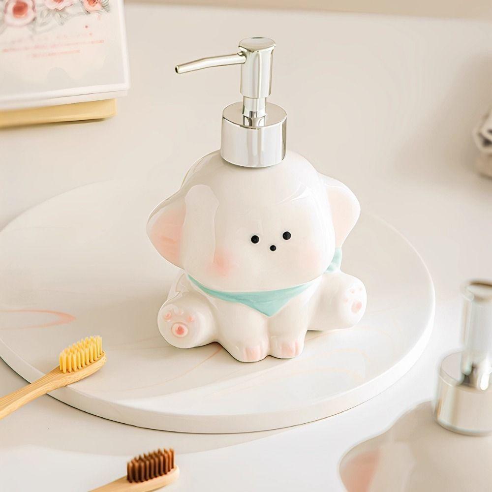 Ceramic Liquid Soap Dispenser Press Pump Shampoo Bottle Creative Dog Shape Lotion Bottle  Bathroom