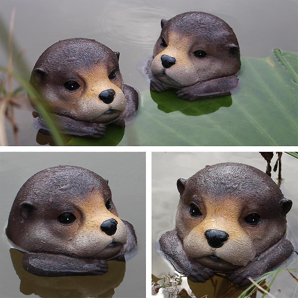 2pcs Garden Courtyard Otter Figurine for Decorative in Pond Fish Tank/ Pool