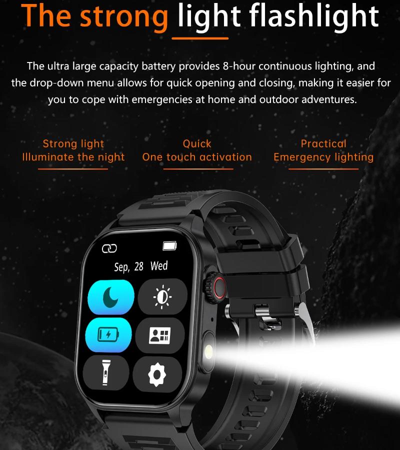 2025 Новые мужские смарт-часы Фонарик 2.01" HD Большой экран Голосовой ИИ Bluetooth Звонок Спортивные часы Монитор здоровья Смарт-часы Женские