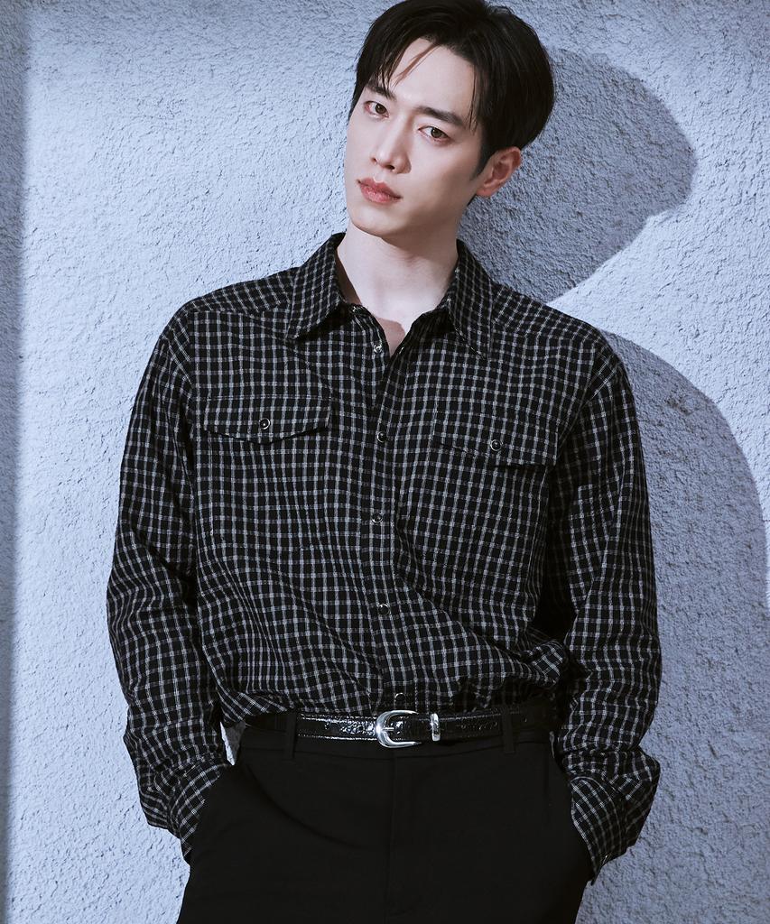 DRAW FIT Dylan Check Seersucker Western Shirt [Black]