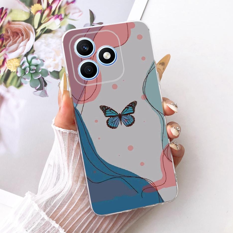 Чехол для Honor X8d 4G Милый Кот Роскошные Цветы Рисованный Чехол Мягкий Тонкий Чехол для Телефона Для Honor X8d X 8d HonorX8d 4G Задняя Крышка Coque