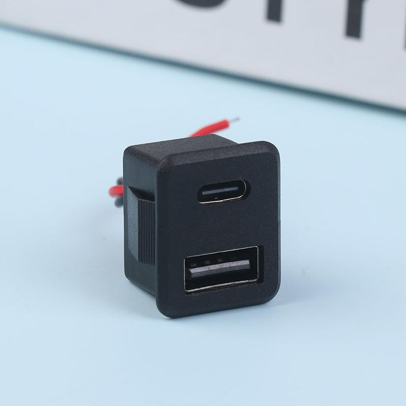 1 шт. двухслойная USB-розетка типа C и гнездо USB-лампы для зарядки, розетка с кабельным разъемом